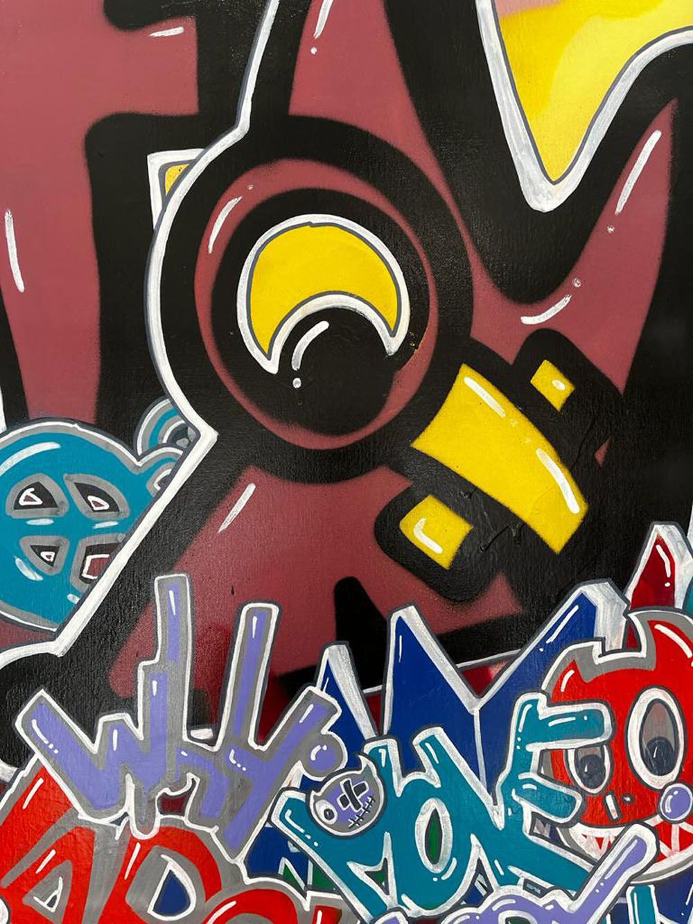 Tableau de GUTI a pour titre NO WAR style graffiti, street art dim : GUTIprix:700
