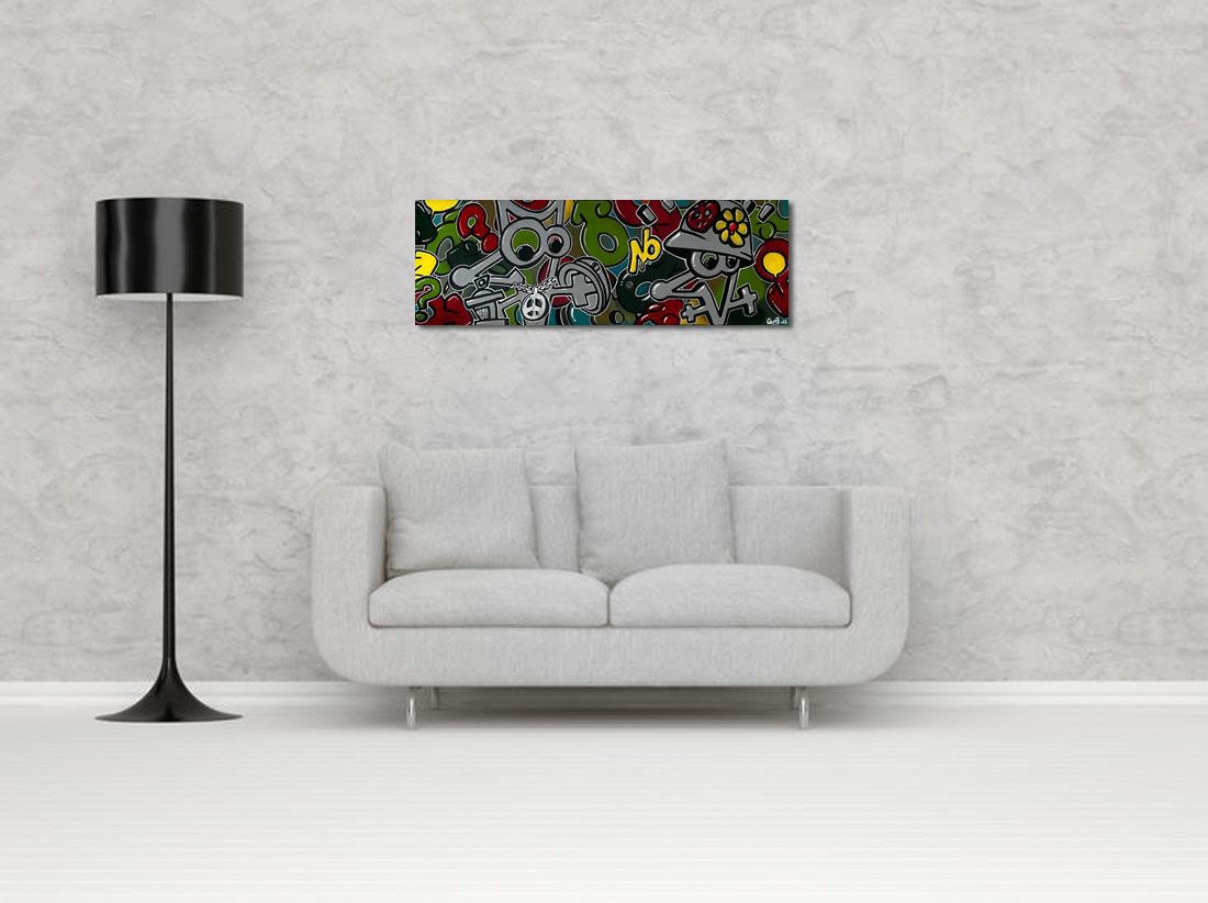 Tableau de GUTI a pour titre ANIMAUX FRAGILES style graffiti, street art dim : GUTIprix:700