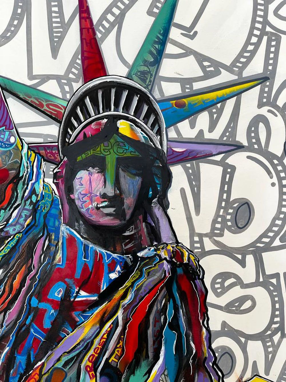 Tableau de GUTI a pour titre LIBERTE CHERIE style street pop art, street art dim : GUTIprix:1000