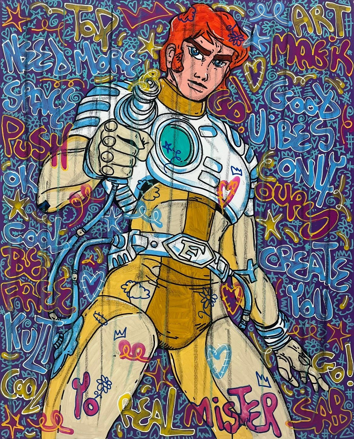 Tableau de RICO SAB a pour titre Good Vibes K'ptain style street pop art, street art dim : RICO SABprix:800