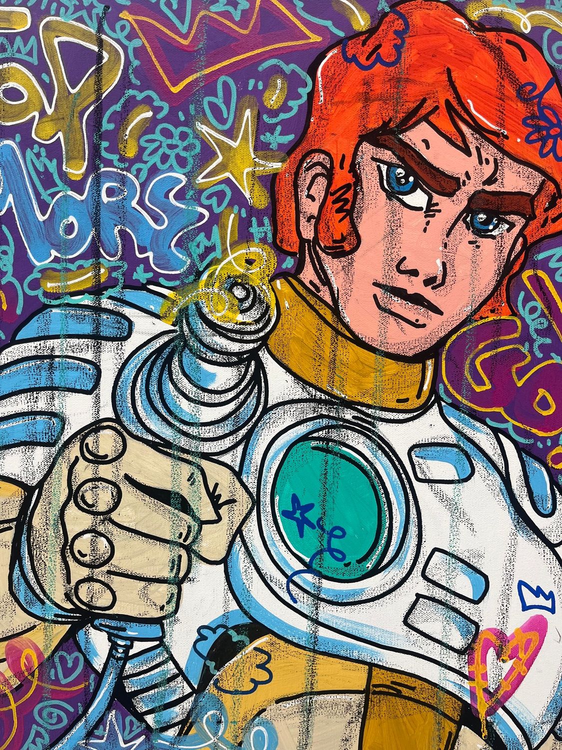 Tableau de RICO SAB a pour titre Good Vibes K'ptain style street pop art, street art dim : RICO SABprix:800