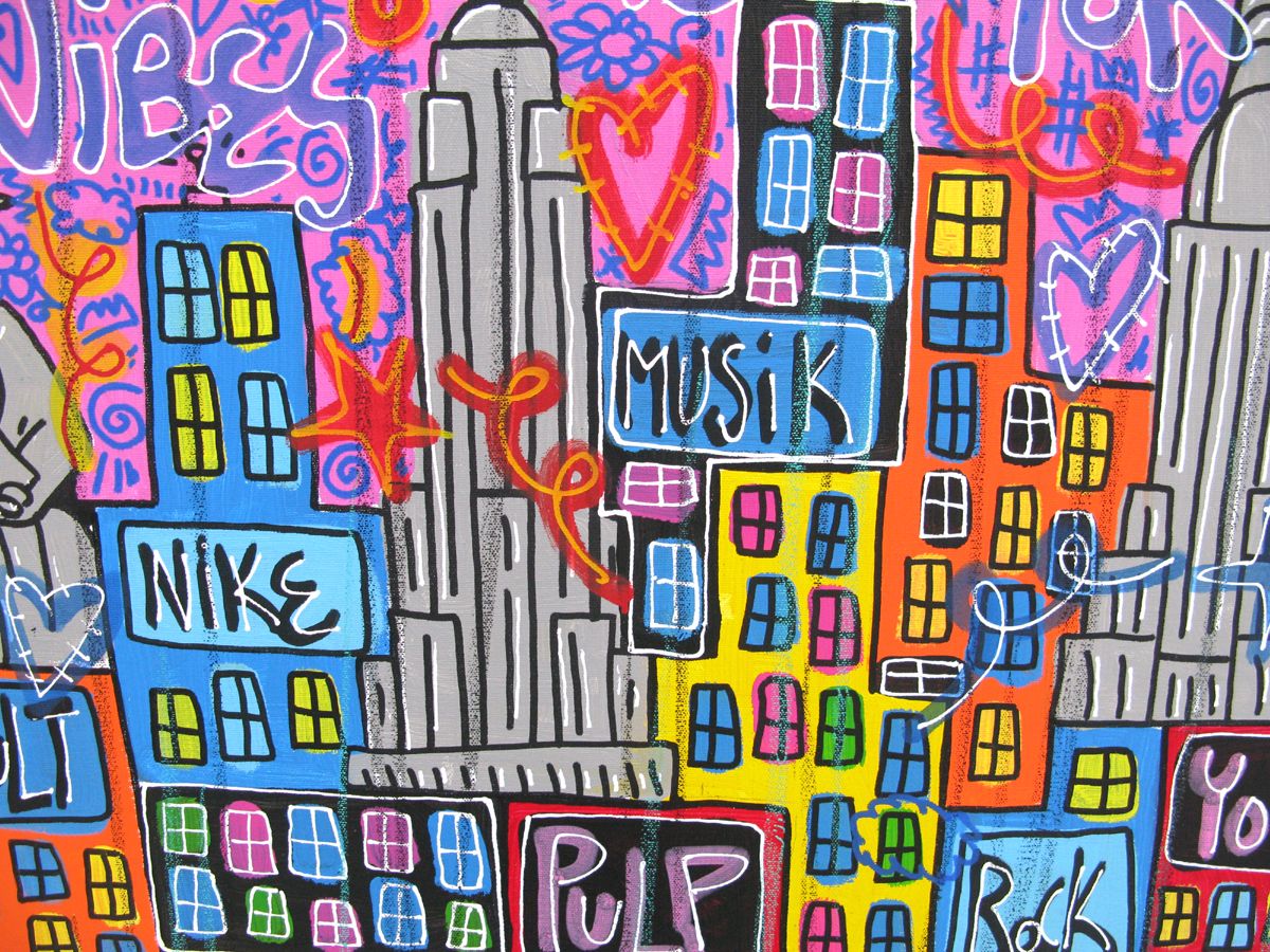 Tableau de RICO SAB a pour titre Good Vibes NY style street pop art, street art dim : RICO SABprix:800