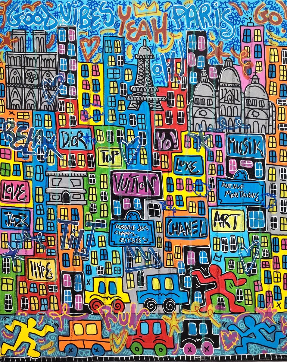 Tableau de RICO SAB a pour titre Good Vibes Paris style street pop art, street art dim : RICO SABprix:800