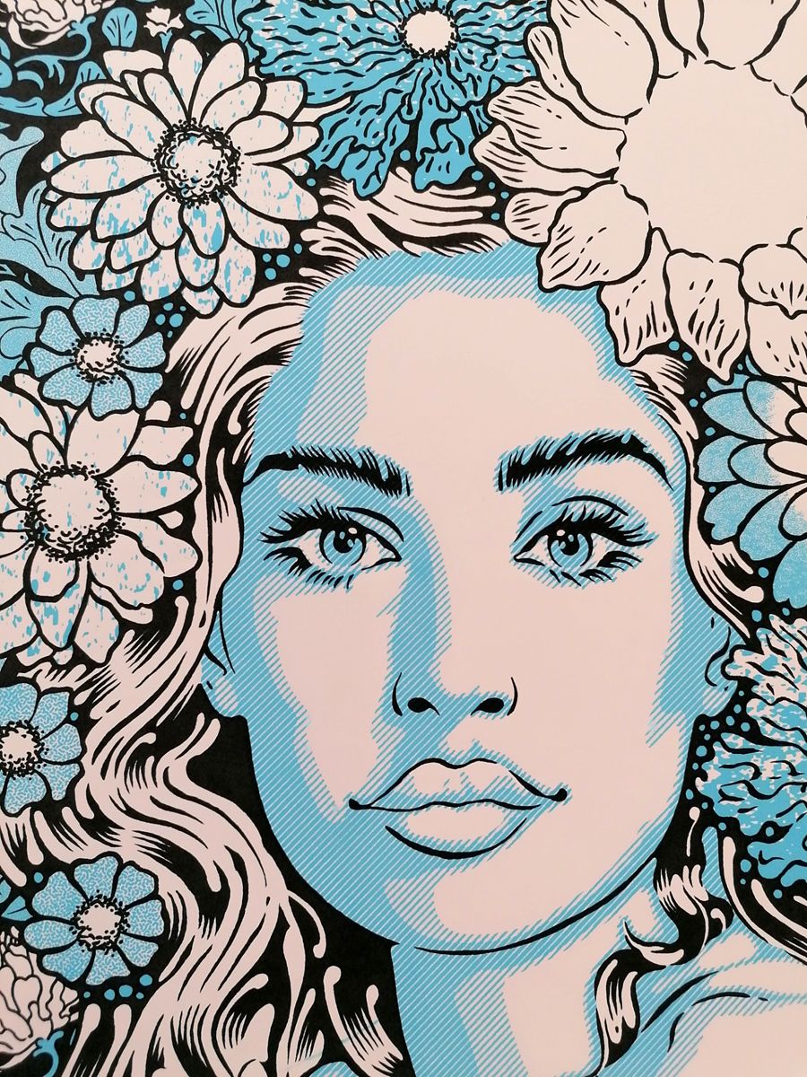 Editions d'art de CHUCK SPERRY a pour titre HOME SHOW COLOR TEST BLANC-BLEU style figuratif dim : CHUCK SPERRYprix:600
