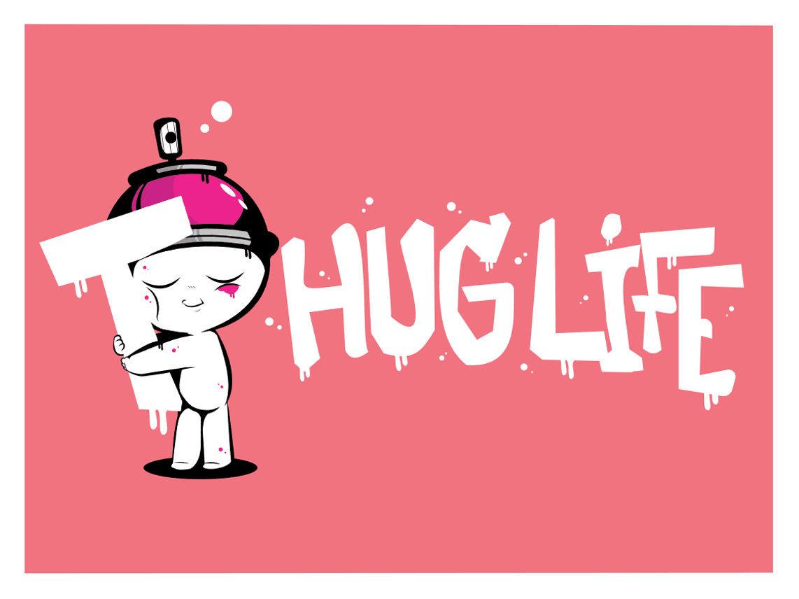 Editions d'art de JUAN SPRAY a pour titre HUG LIFE PINK style street art, graphique dim : JUAN SPRAYprix:70