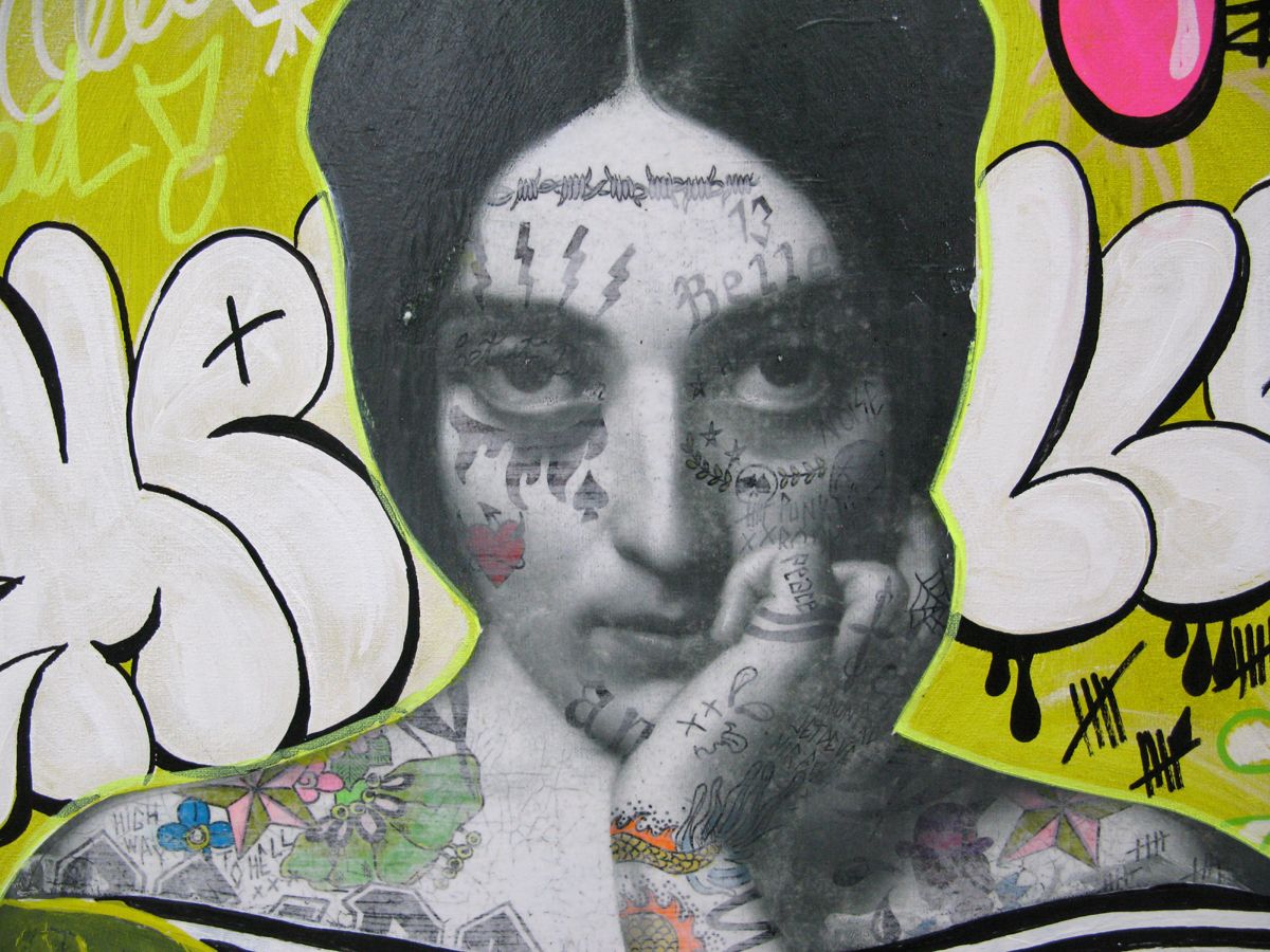 Tableau de LN LE PAPE a pour titre Hello style street pop art dim : LN LE PAPEprix:300