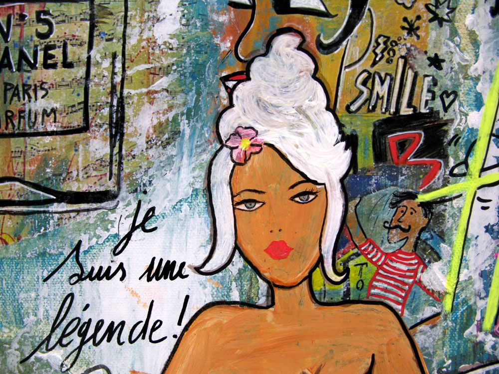 Tableau de CACOU a pour titre HAPPY style graphique dim : CACOUprix:230