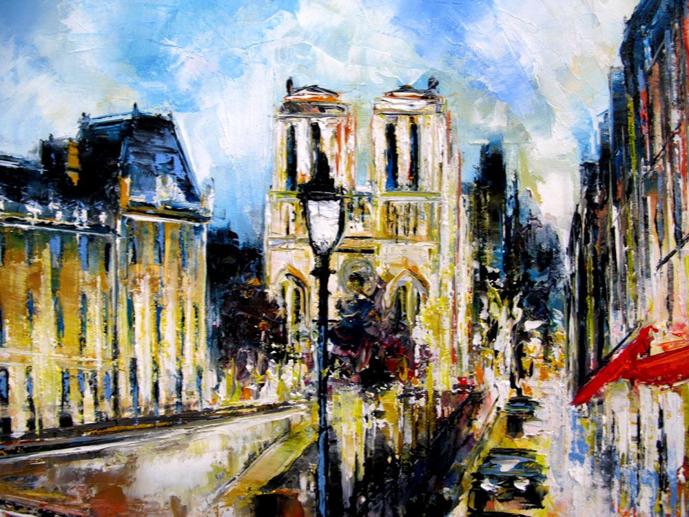 Tableau de PHIL a pour titre Quai St Michel, Paris style figuratif dim : PHILprix:850