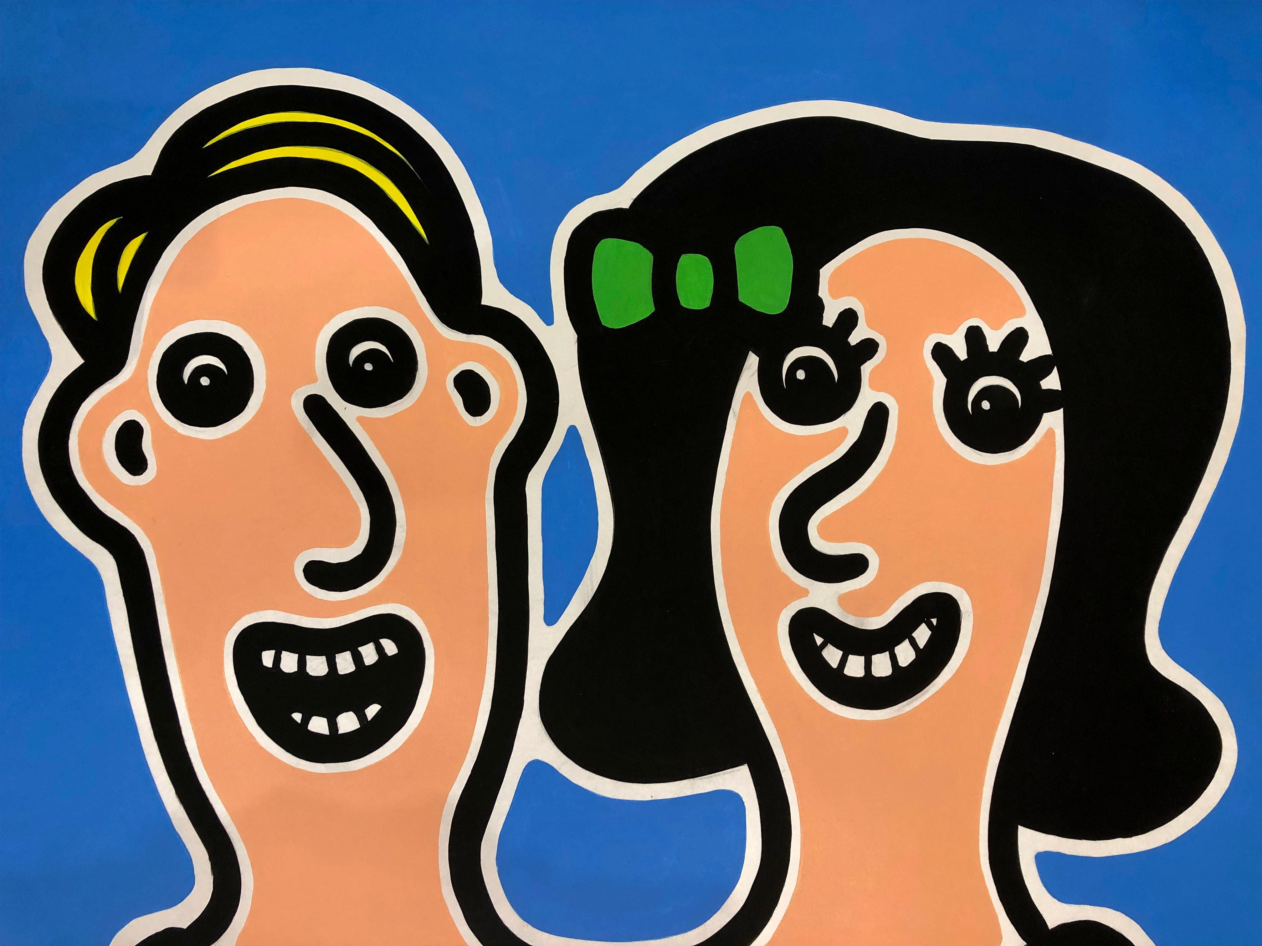 Dessin de MOUSTACHE BLEUE a pour titre On aime la vie style figuratif dim : MOUSTACHE BLEUEprix:220