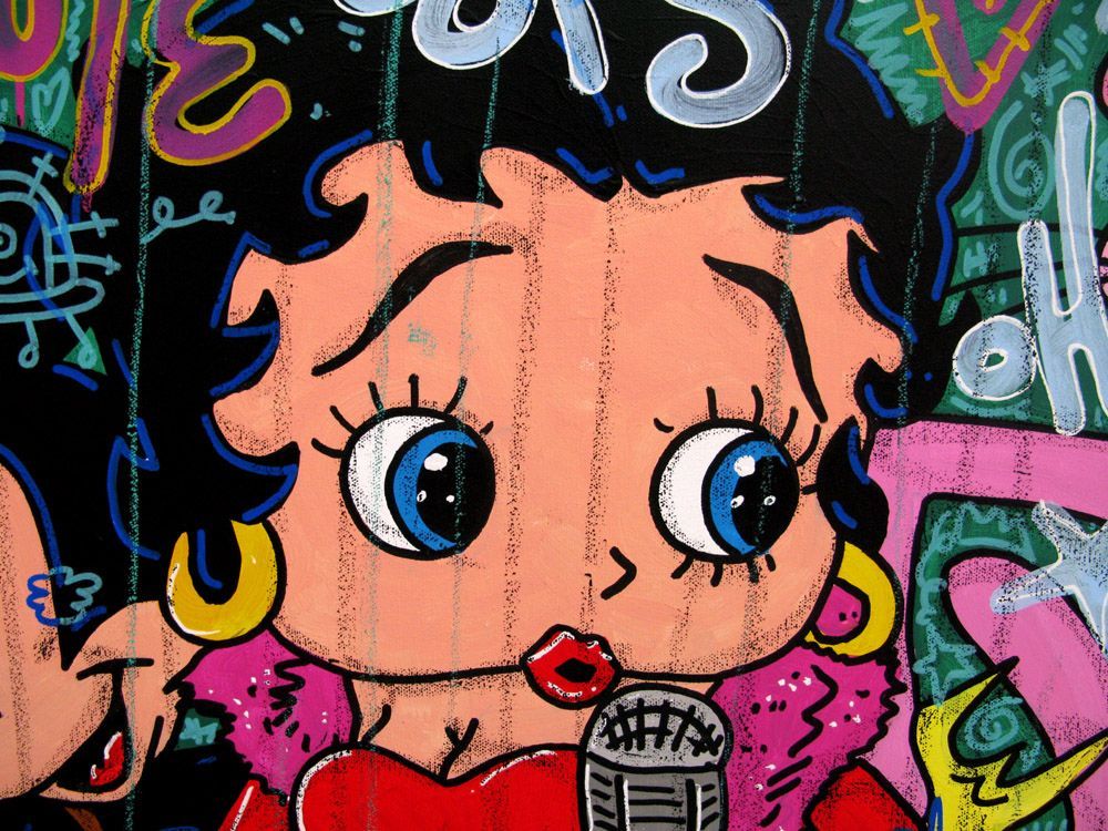Tableau de RICO SAB a pour titre BETTY ROCK GROUP style street pop art, street art dim : RICO SABprix:950