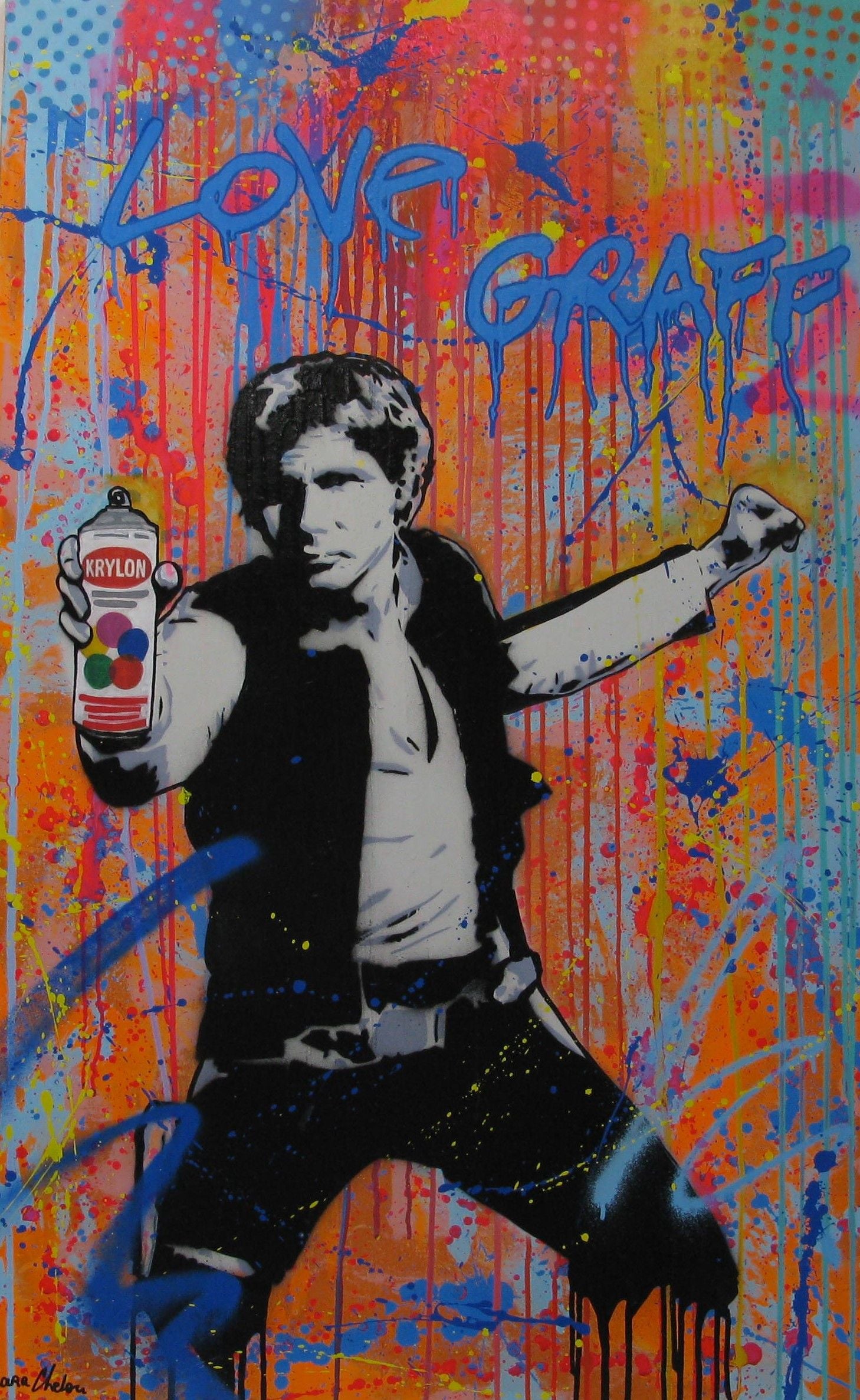 Tableau de SARA CHELOU a pour titre American Graffiti style street pop art dim : SARA CHELOUprix:1300