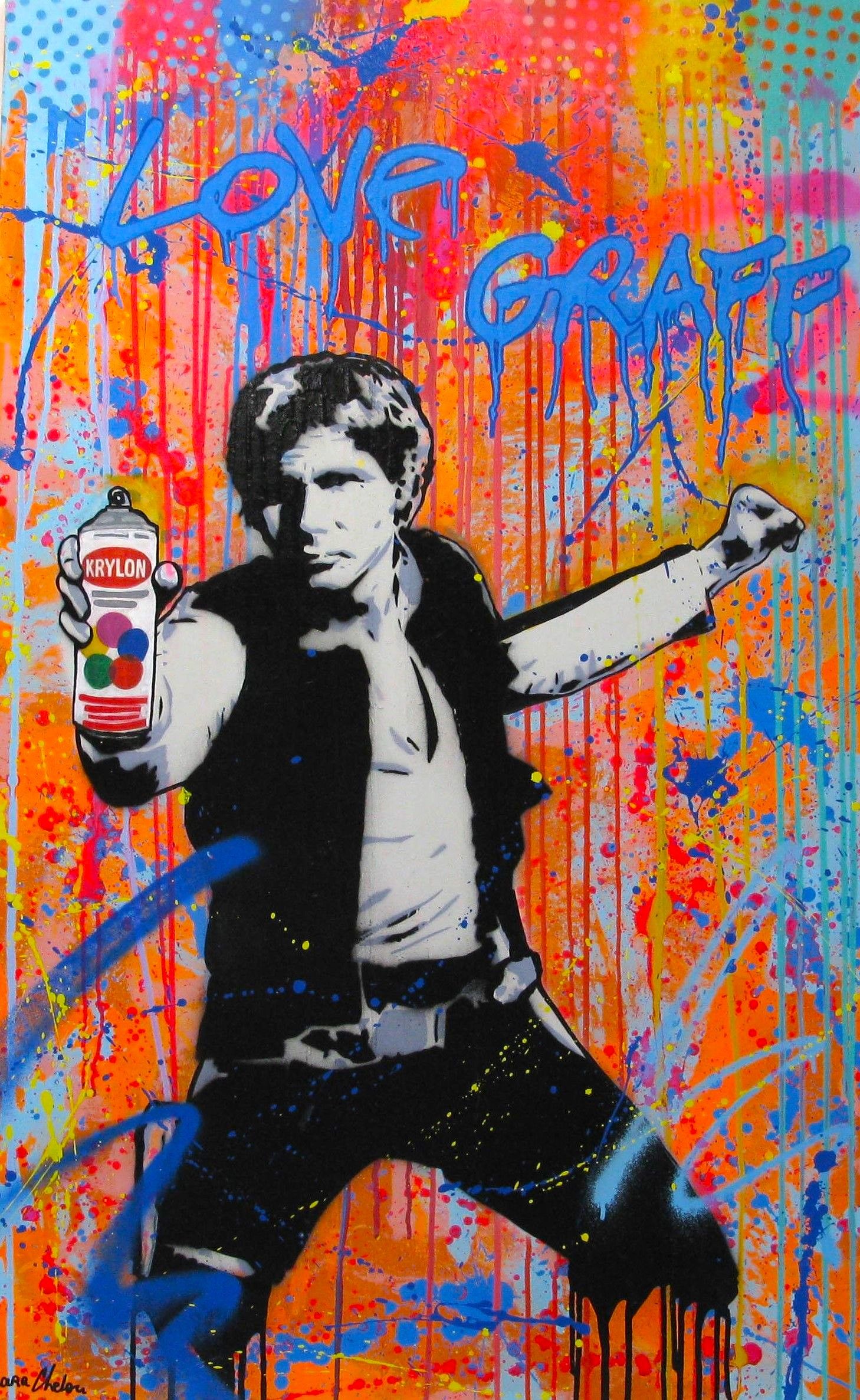 Tableau de SARA CHELOU a pour titre American Graffiti style street pop art dim : SARA CHELOUprix:1300