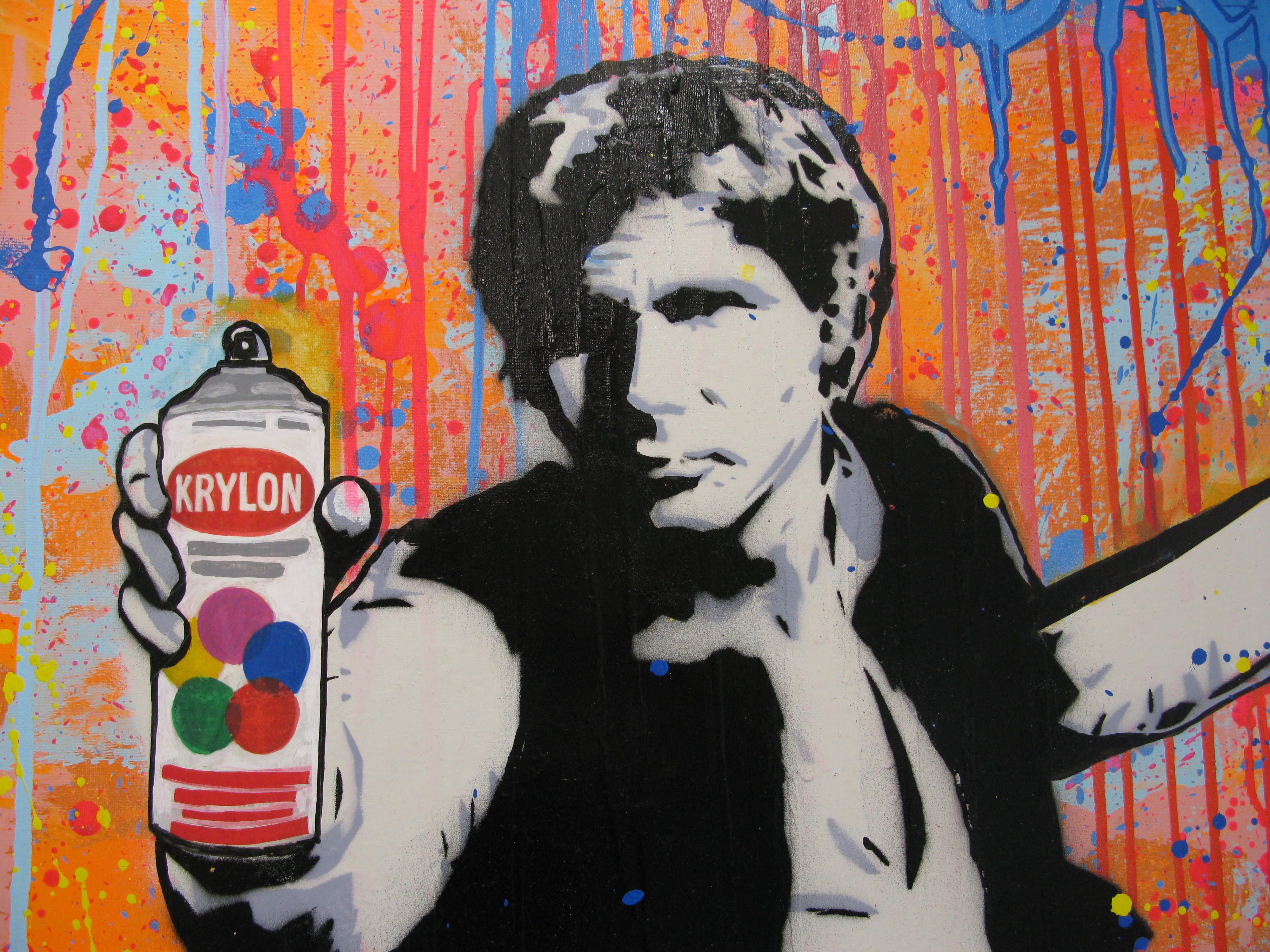 Tableau de SARA CHELOU a pour titre American Graffiti style street pop art dim : SARA CHELOUprix:1300