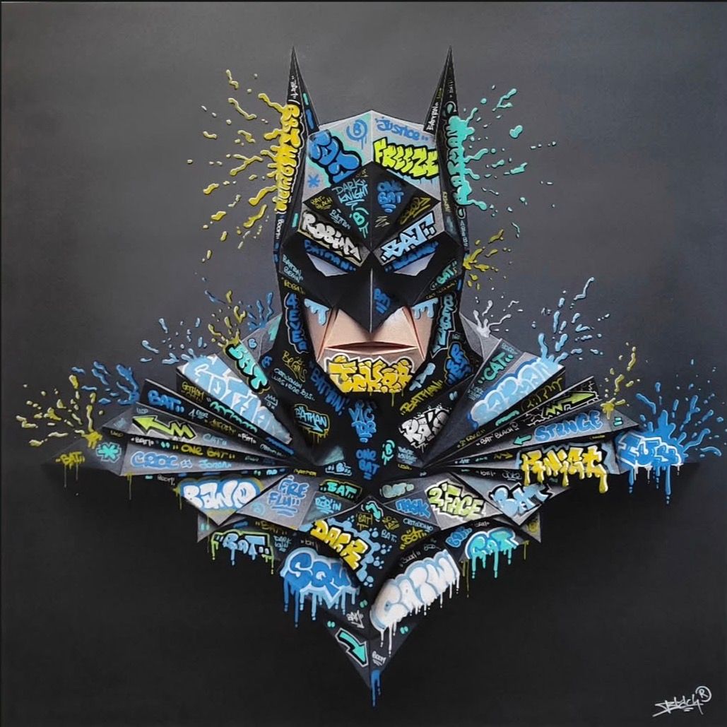 Editions d'art de BLACH a pour titre Batman Origami style graffiti, street pop art dim : BLACHprix:150