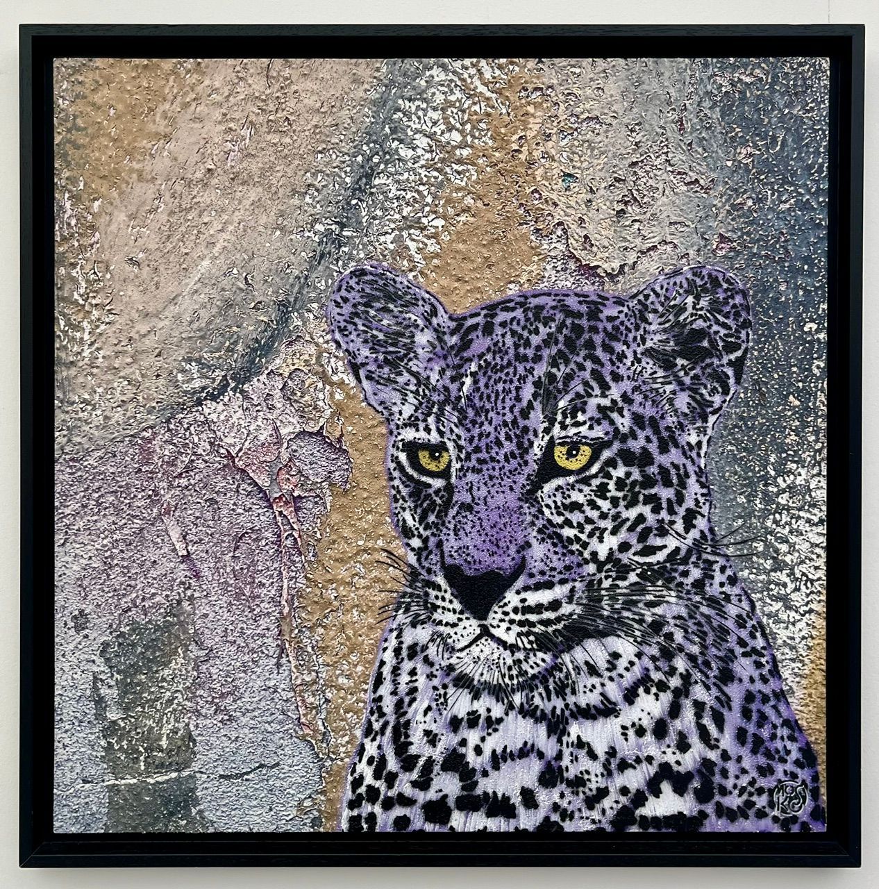 Tableau de MOSKO a pour titre Buste panthère violet style street art dim : MOSKOprix:1600