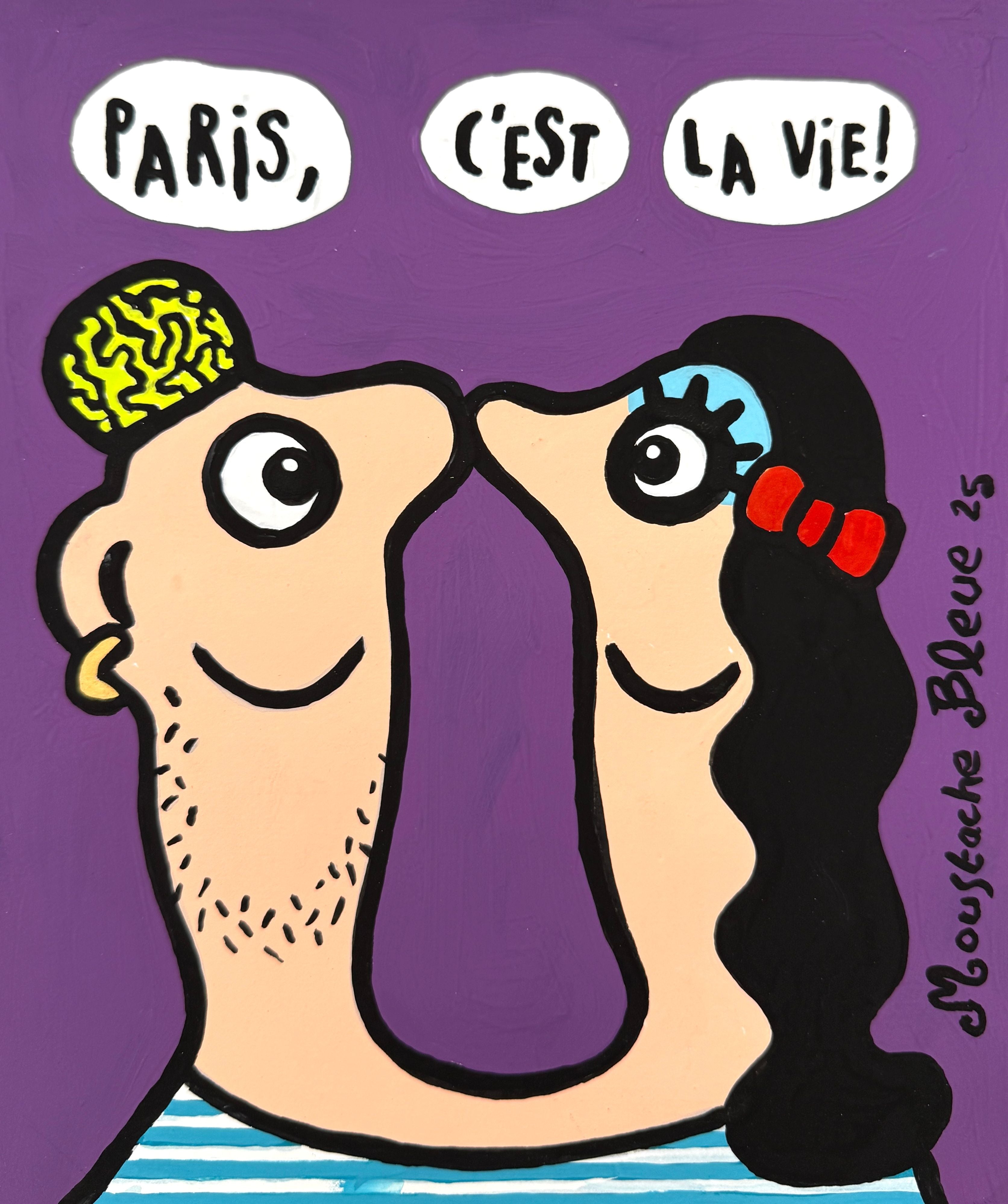 Dessin de MOUSTACHE BLEUE a pour titre Paris, c'est la vie ! 2 style figuratif dim : MOUSTACHE BLEUEprix:45