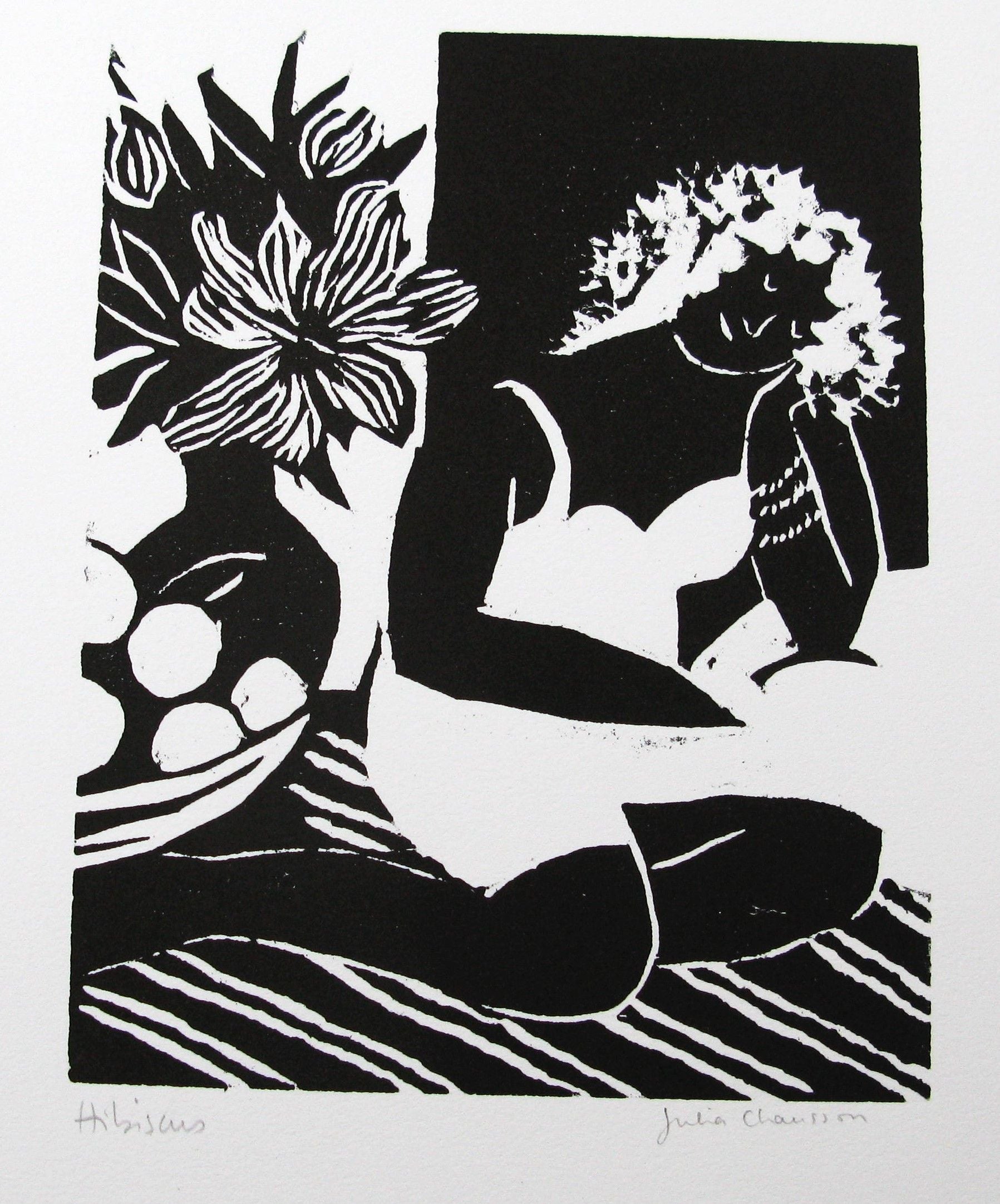 Editions d'art de JULIA CHAUSSON a pour titre Hibiscus style figuratif dim : JULIA CHAUSSONprix:55