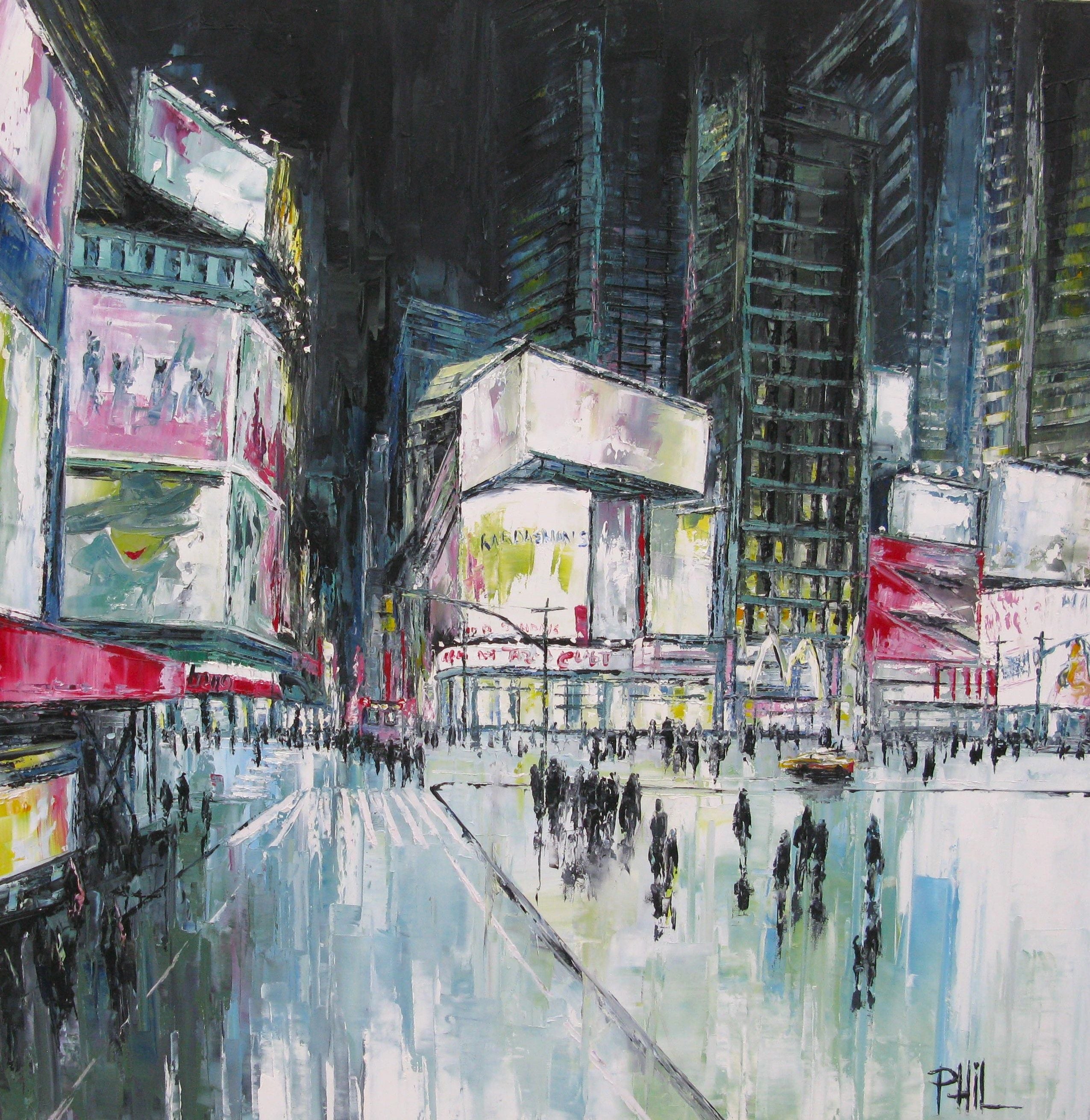 Tableau de PHIL a pour titre Evening Times Square style figuratif dim : PHILprix:700