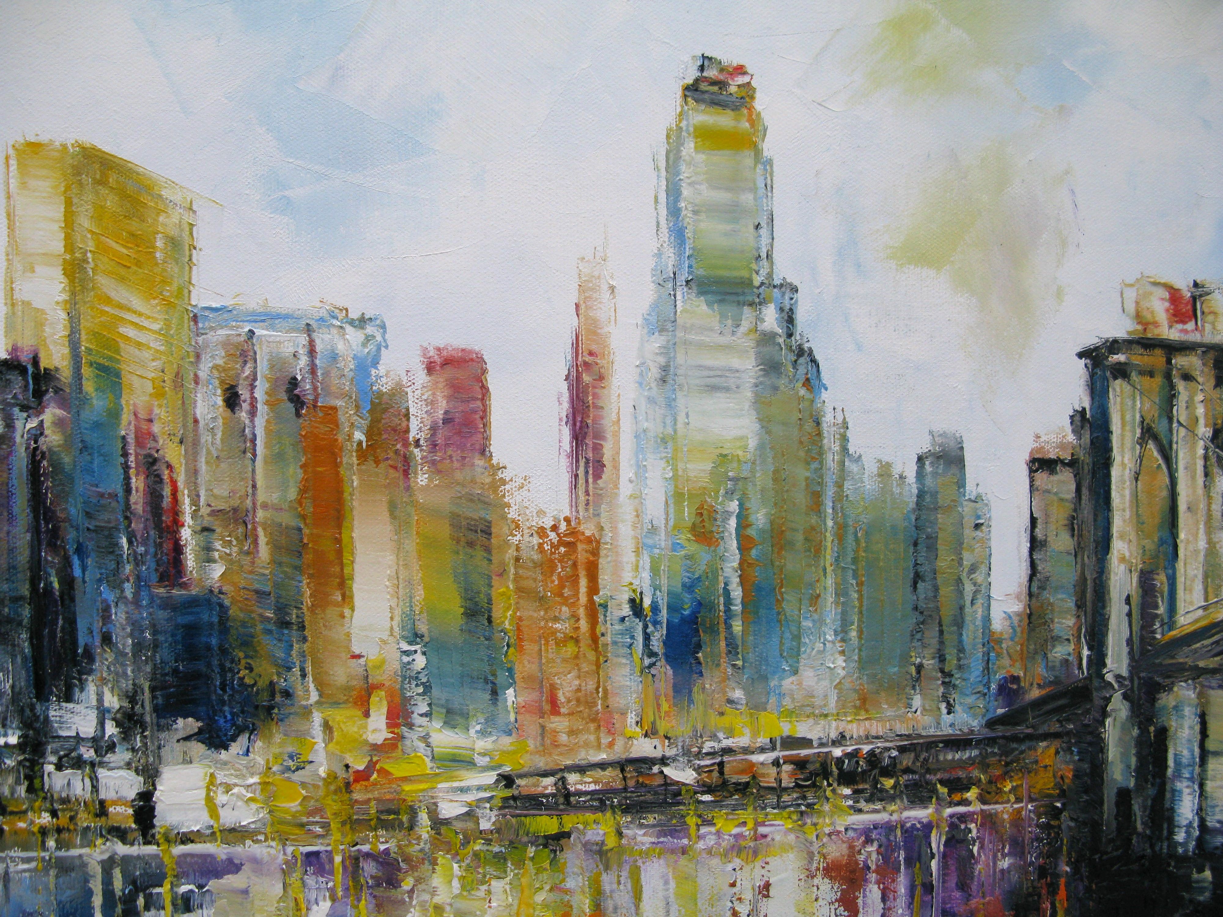 Tableau de PHIL a pour titre Hudson River NY style figuratif dim : PHILprix:700