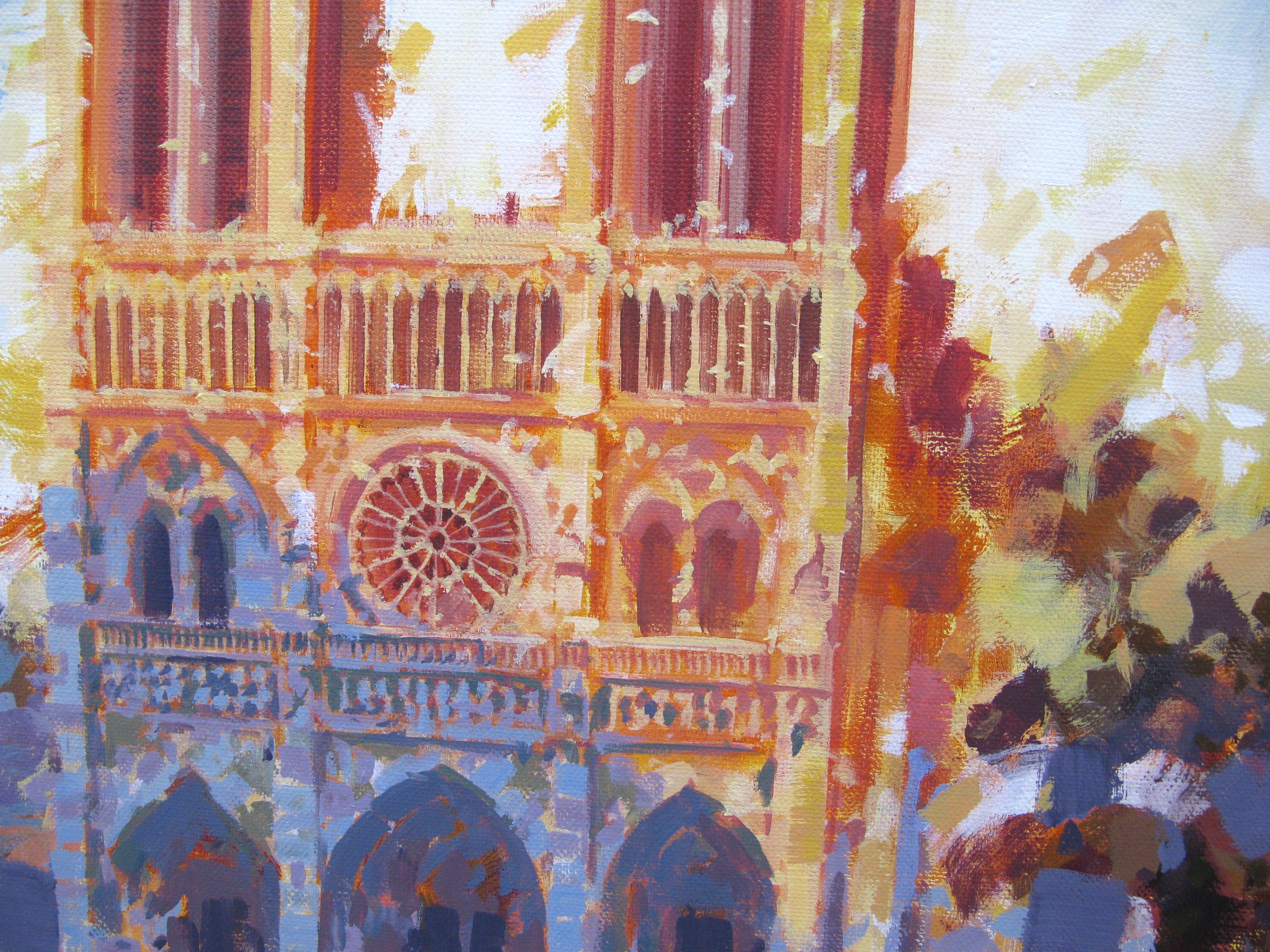 Tableau de HEATON RUDYARD a pour titre Notre-Dame et bateau mouche style figuratif dim : HEATON RUDYARDprix:900