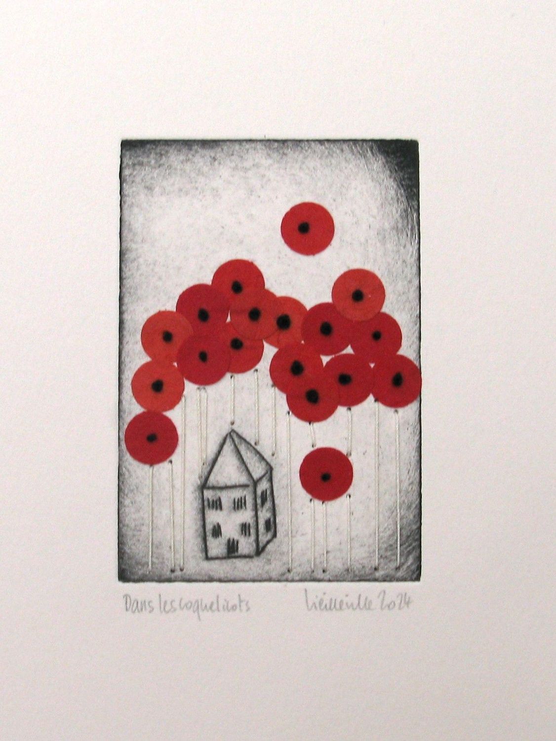 Editions d'art de NAVIEILLEVILLE a pour titre dans les coquelicots style grapique, figurative dim : NAVIEILLEVILLEprix:34