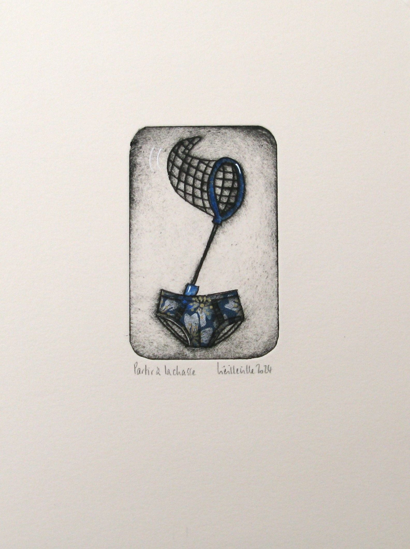 Editions d'art de NAVIEILLEVILLE a pour titre partir à la chasse - homme style grapique, figurative dim : NAVIEILLEVILLEprix:28