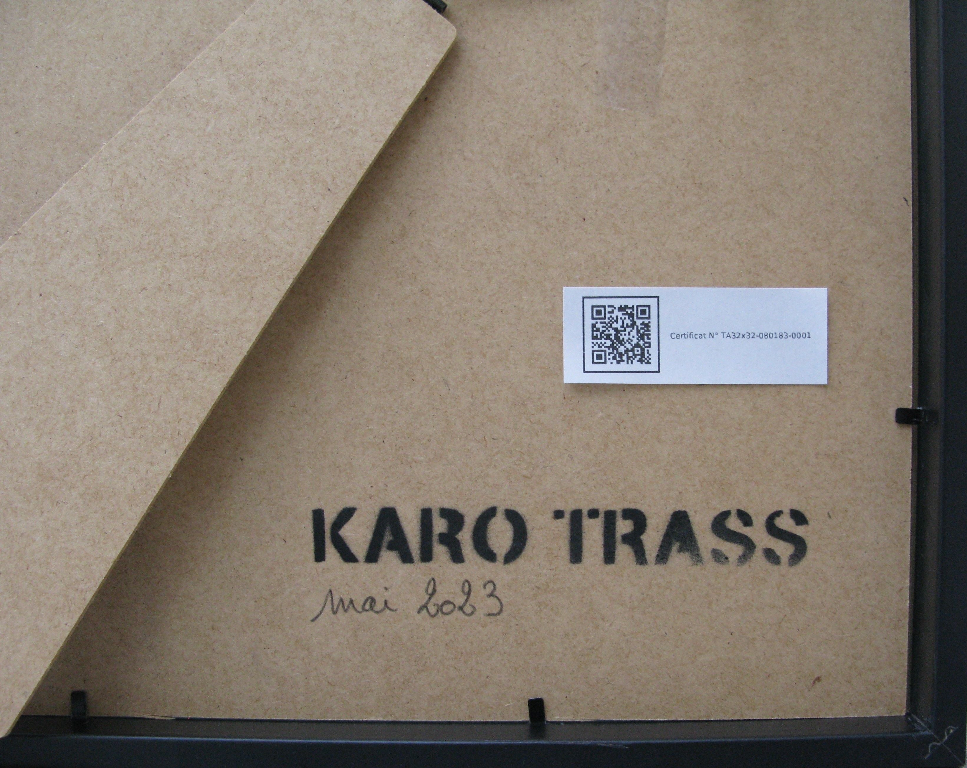 Tableau de KARO TRASS a pour titre La tête dans les nuages style street pop art, street art dim : KARO TRASSprix:90