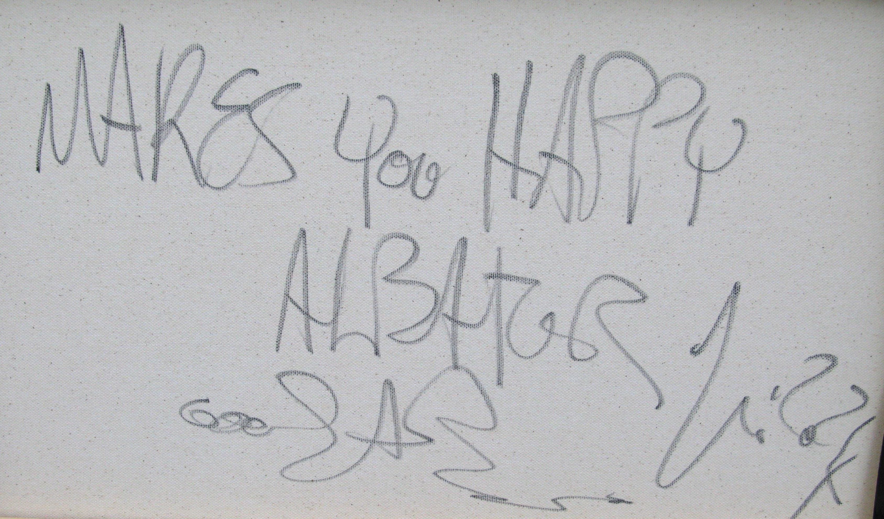 Tableau de RICO SAB a pour titre makes you happy style street pop art, street art dim : RICO SABprix:290