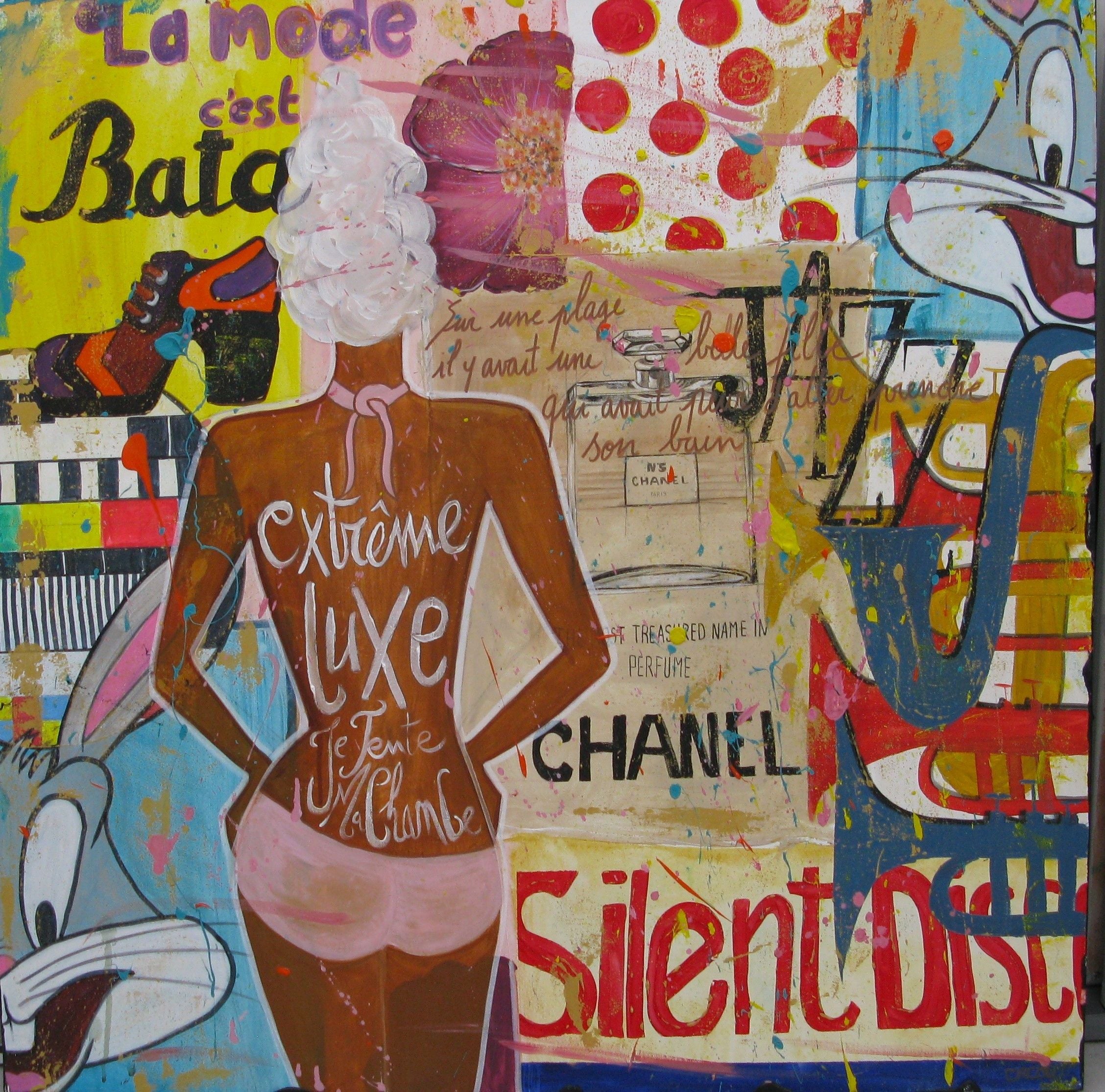 Tableau de CACOU a pour titre SILENT DISCO style graphique dim : CACOUprix:850