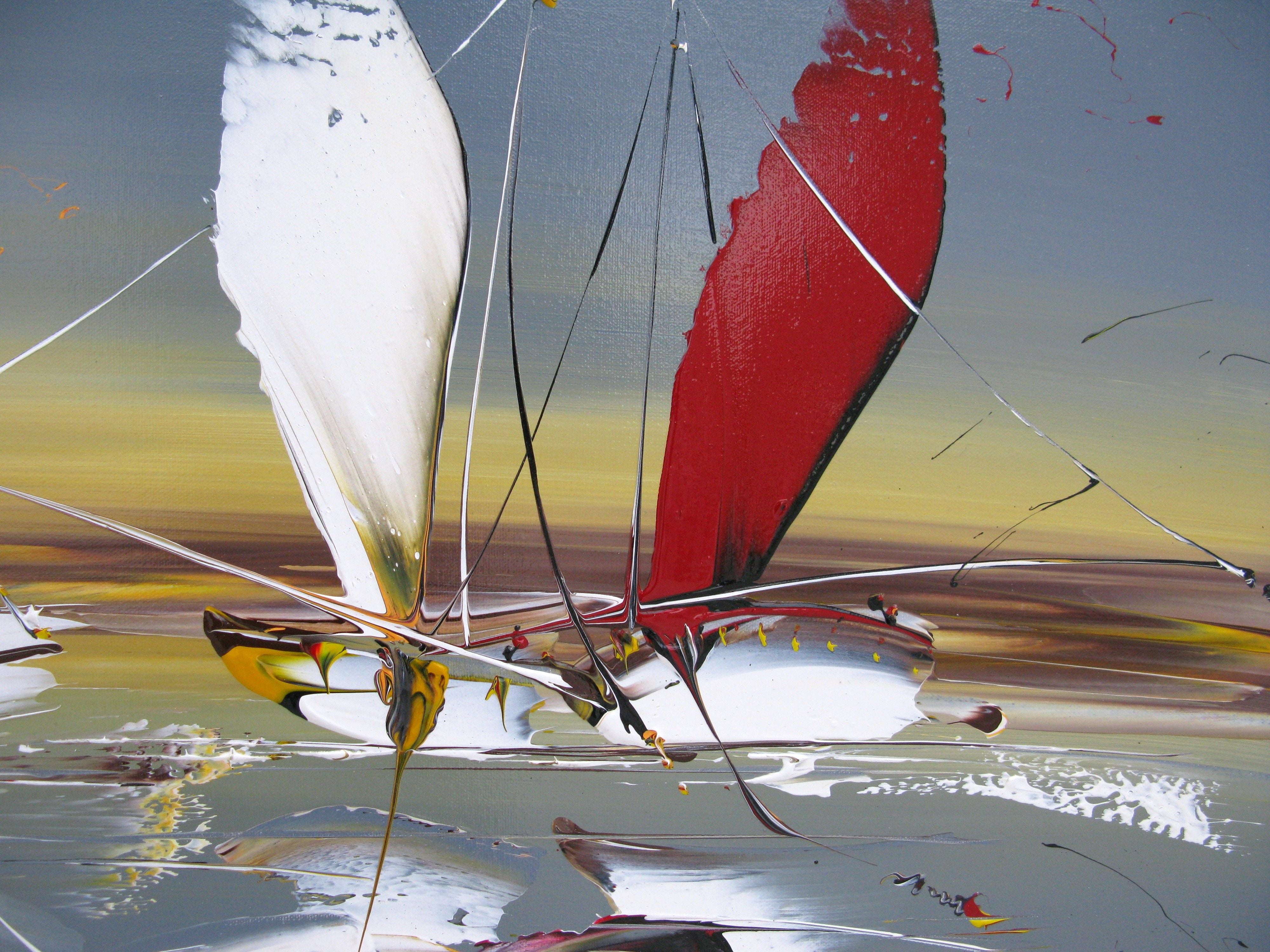 Tableau de F. BOUTET a pour titre MARINE ABSTRAITE 74 style figuratif dim : F. BOUTETprix:900