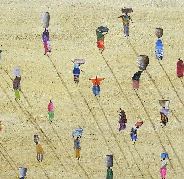 Tableau de MARCOS ZRIHEN NOWOTNY a pour titre Market in Sénégal style figuratif dim : MARCOS ZRIHEN NOWOTNYprix:1000