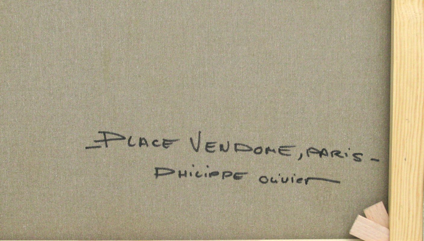 Tableau de PHIL a pour titre Place Vendôme, Paris style figuratif dim : PHILprix:850