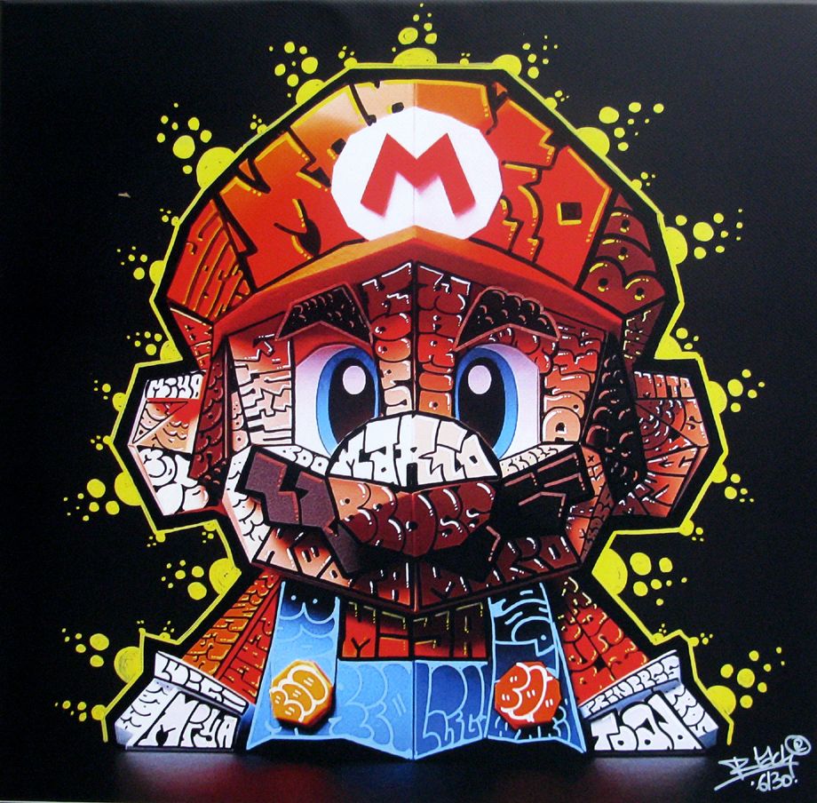 Editions d'art de BLACH a pour titre Mario style graffiti, street pop art dim : BLACHprix:150
