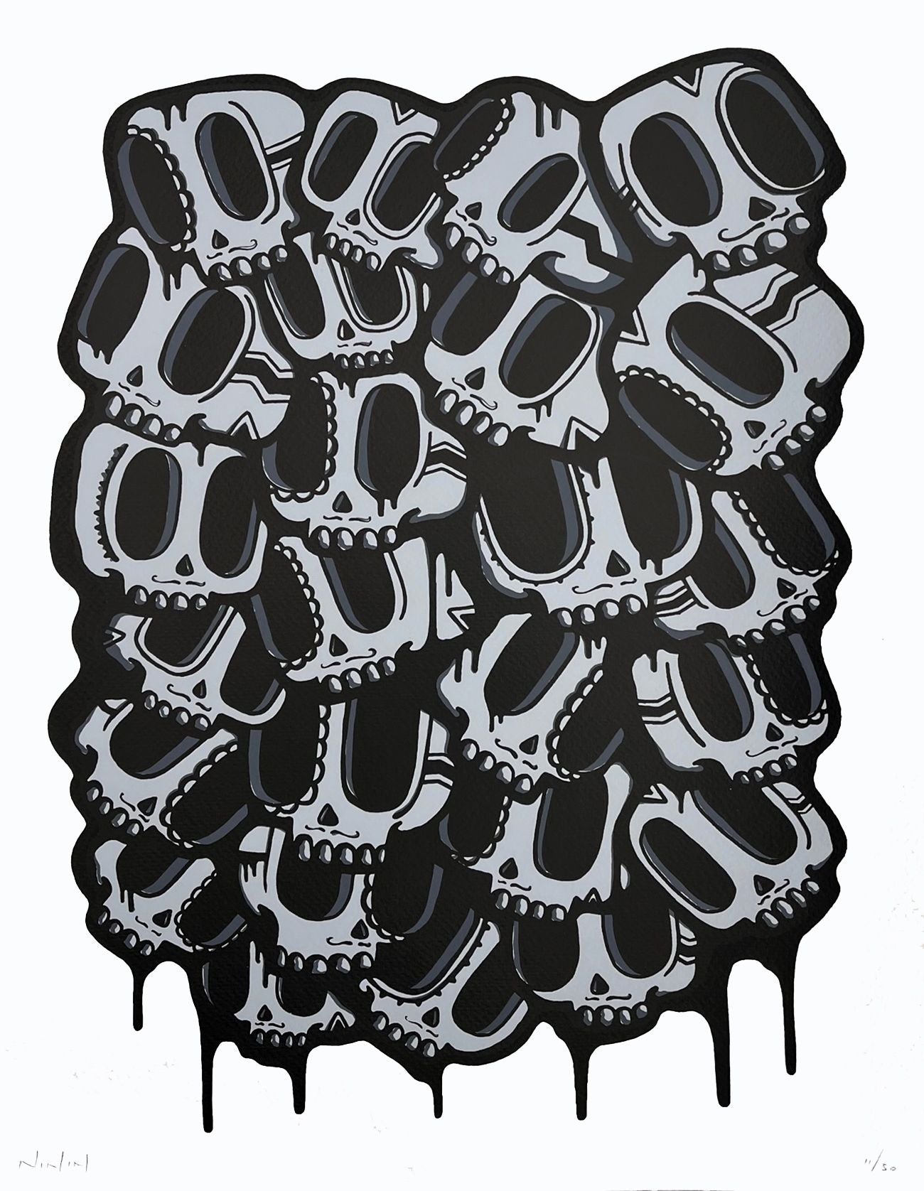 Editions d'art de NININ a pour titre Dia de Muertos gris style figuratif dim : NININprix:120
