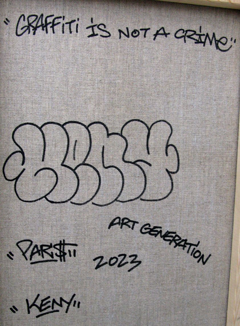 Tableau de KENY a pour titre GRAFFITI IS NOT A CRIME style graffiti, street art dim : KENYprix:300