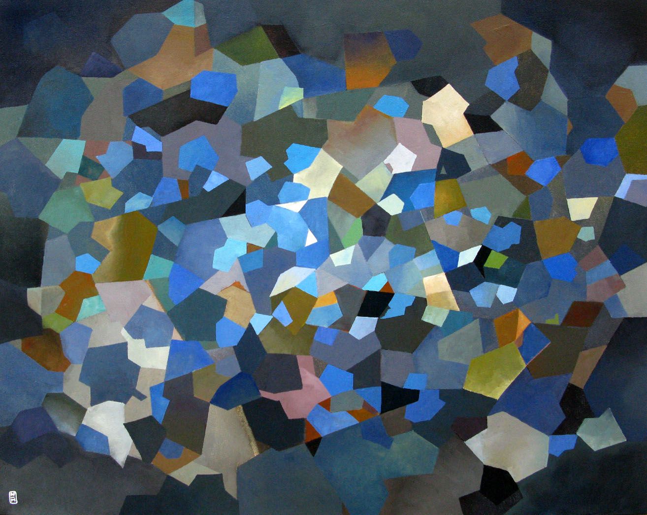 Tableau de N MAFFRE a pour titre LE LAC style abstrait dim : N MAFFREprix:1000
