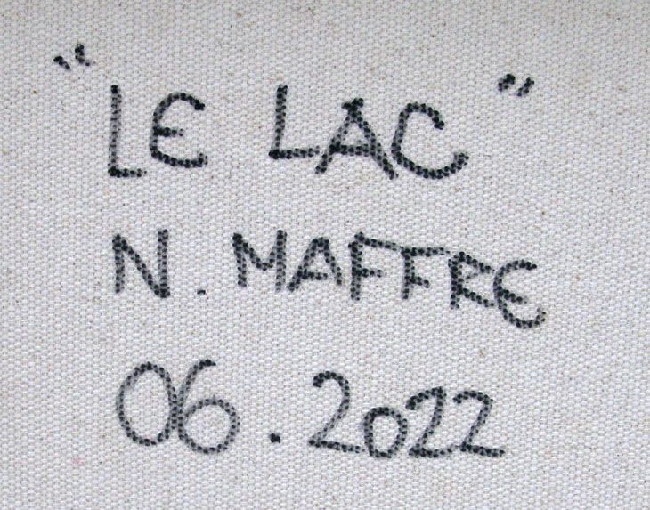 Tableau de N MAFFRE a pour titre LE LAC style abstrait dim : N MAFFREprix:1000