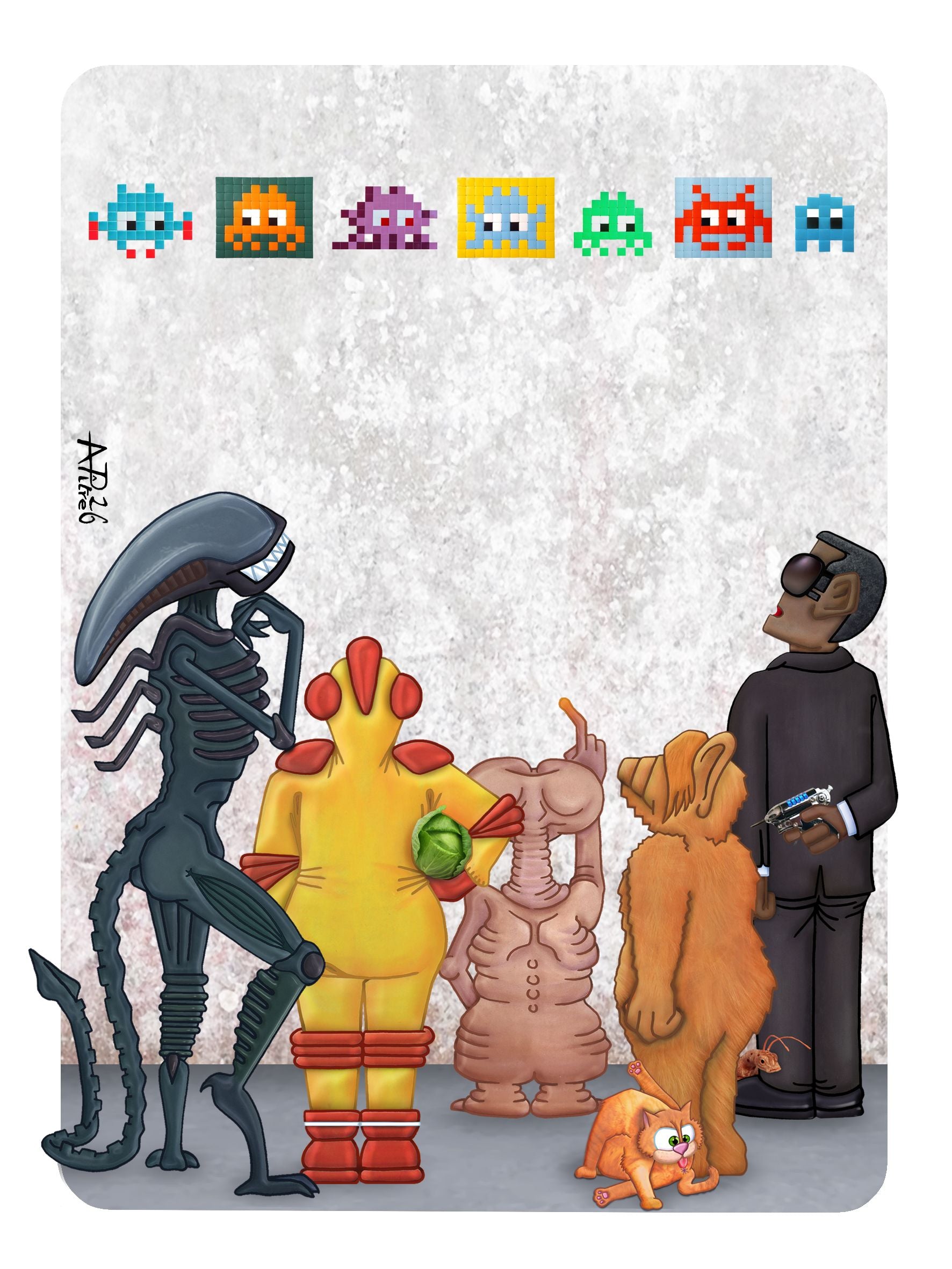 Editions d'art de L'ARTISTE PITRE a pour titre INVADERS style figuratif, graphique dim : L'ARTISTE PITREprix:40