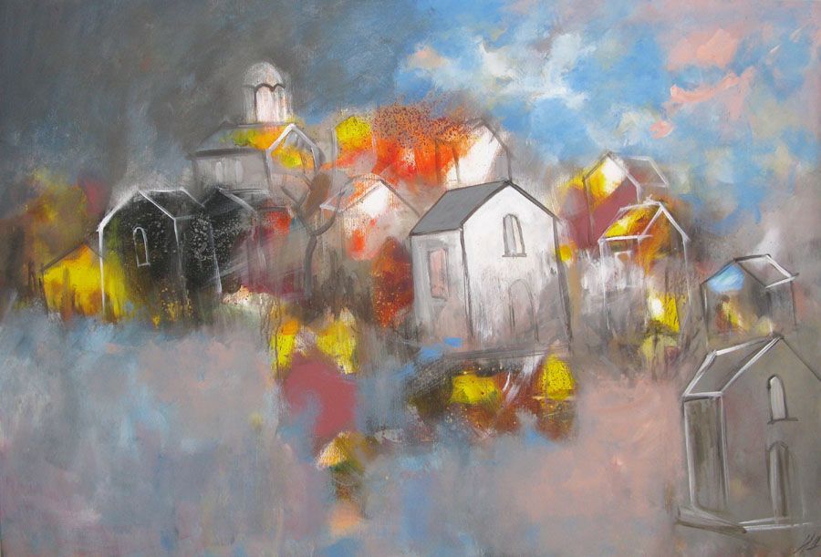 Tableau de IVAN TZONEV a pour titre SELO D style figuratif dim : IVAN TZONEVprix:1200