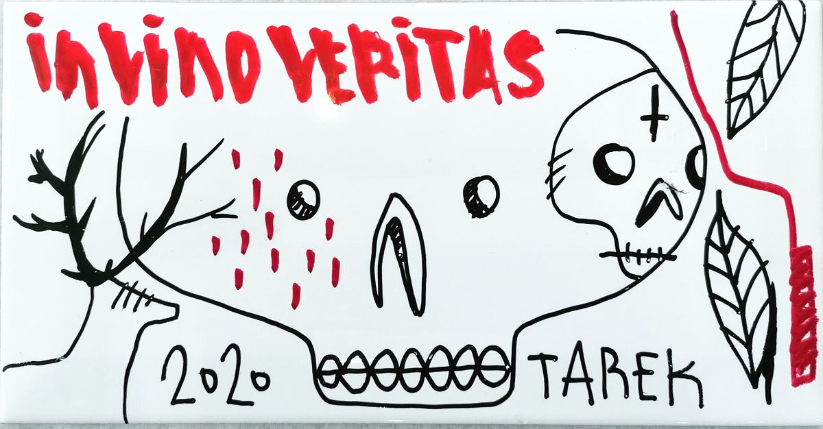 Sculpture de TAREK a pour titre IN VINO VERITAS style graphique dim : TAREKprix:120
