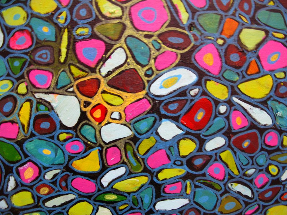 Tableau de JAVIER RAMIREZ a pour titre MICROMONDE 1 style abstrait dim : JAVIER RAMIREZprix:800