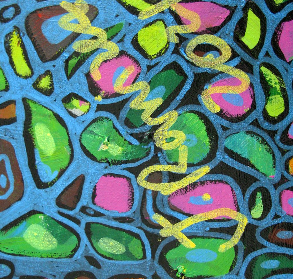 Tableau de JAVIER RAMIREZ a pour titre MICROMONDE 1 style abstrait dim : JAVIER RAMIREZprix:800
