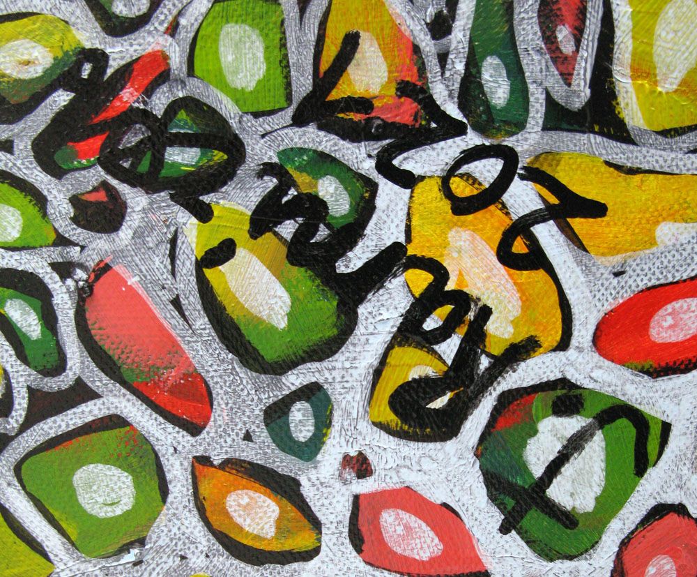 Tableau de JAVIER RAMIREZ a pour titre MICROMONDE 4 style abstrait dim : JAVIER RAMIREZprix: