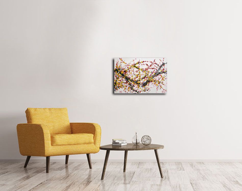 Tableau de JEONG MIN LEE a pour titre DYPTIQUE EPANOUISSEMENT style graphique dim : JEONG MIN LEEprix:900