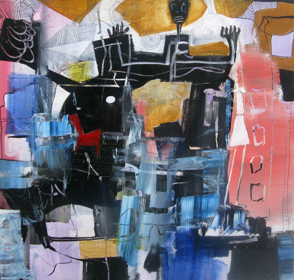 Tableau de JIHEM a pour titre PENSEES IMBRIQUEE 2 style abstrait dim : JIHEMprix: