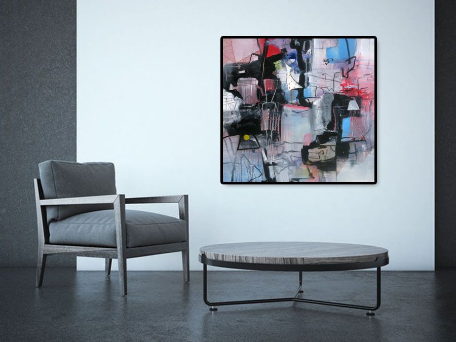 Tableau de JIHEM a pour titre PENSEES IMBRIQUEE 3 style abstrait dim : JIHEMprix: