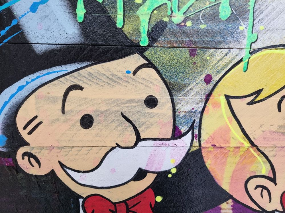 Tableau de JUG a pour titre MAKE MONEY style street pop art dim : JUGprix:950
