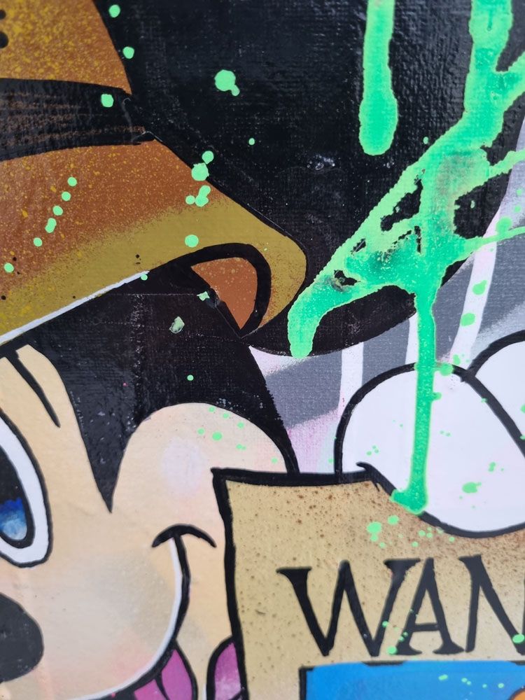 Tableau de JUG a pour titre WANTED style street pop art dim : JUGprix: