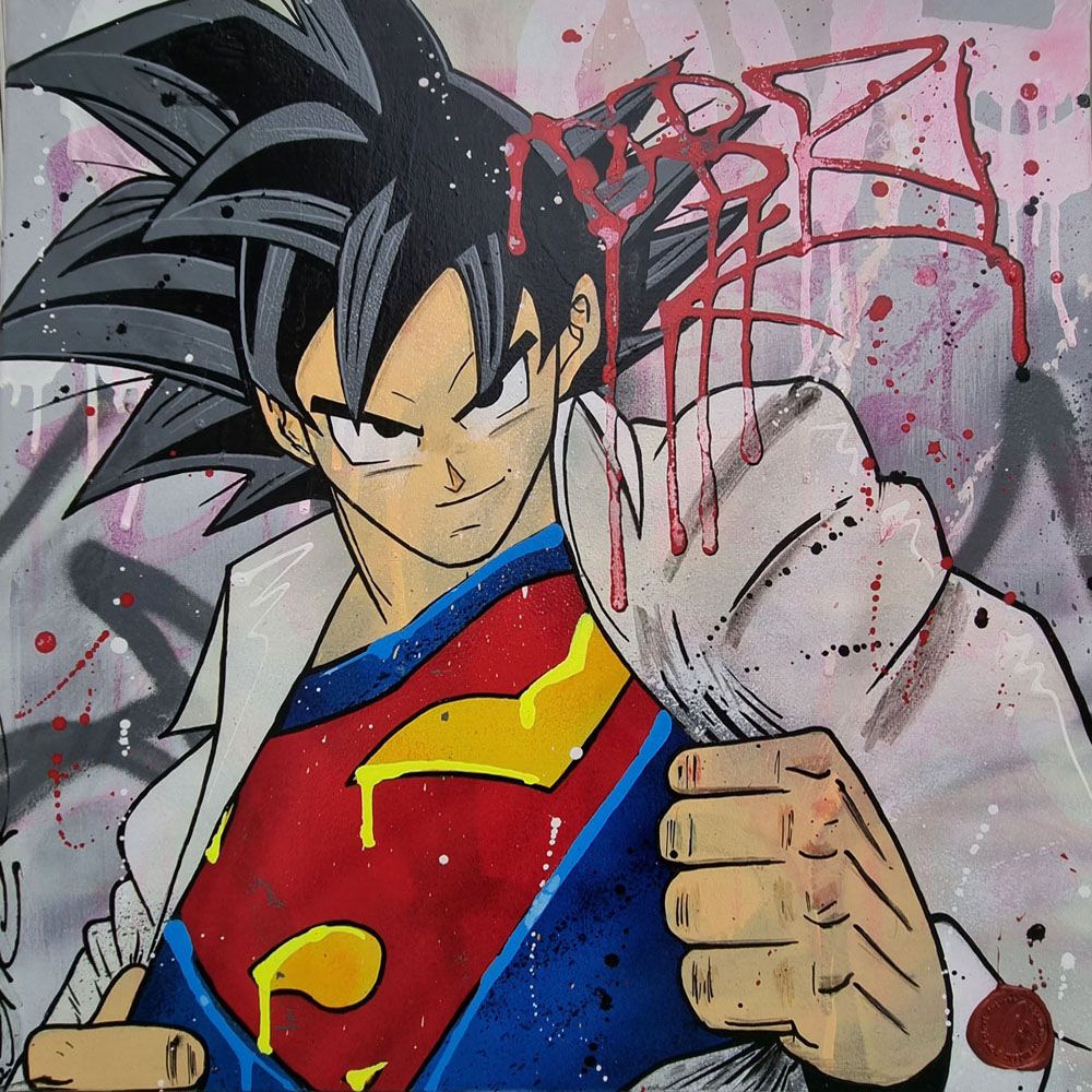 Tableau de JUG a pour titre DBZ MAN style street art dim : JUGprix:300