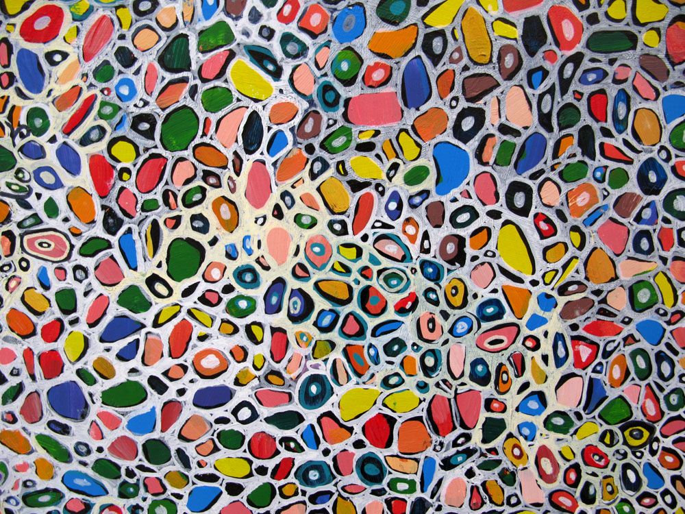 Tableau de JAVIER RAMIREZ a pour titre MICROMONDE 5 style abstrait dim : JAVIER RAMIREZprix:800
